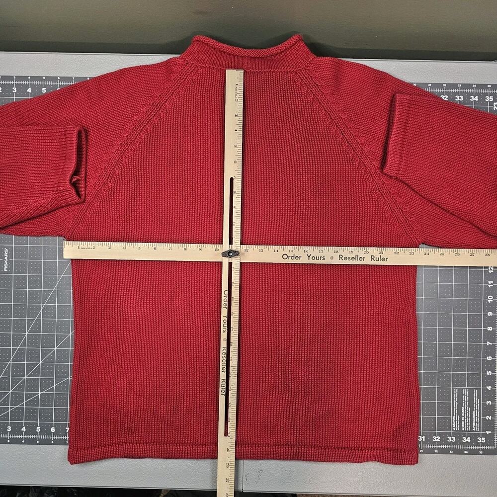 Vintage J Crew Roll Neck Sweater XL Red Collar 90s Preppy Jumper Knit Sailor - Picture 6 of 8
